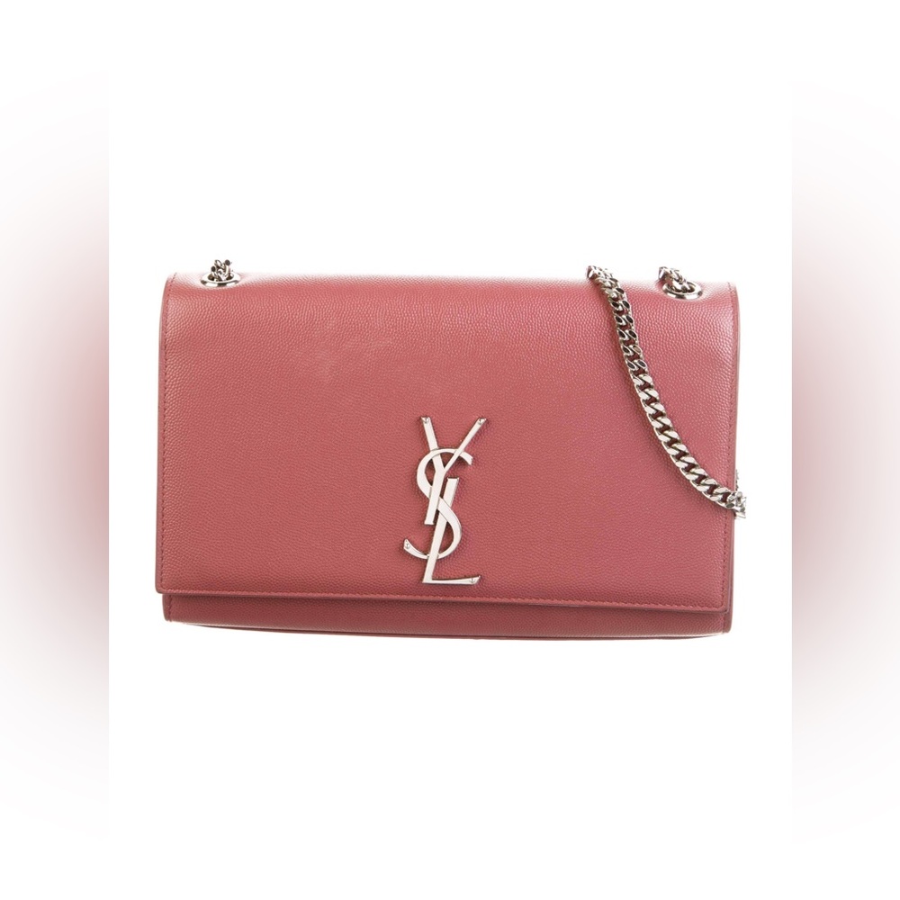 YVES SAINT LAURENT Pink Pebbled Leather Small Kate Bag